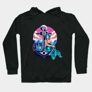 Mermaid leaning against the anchor Hoodie